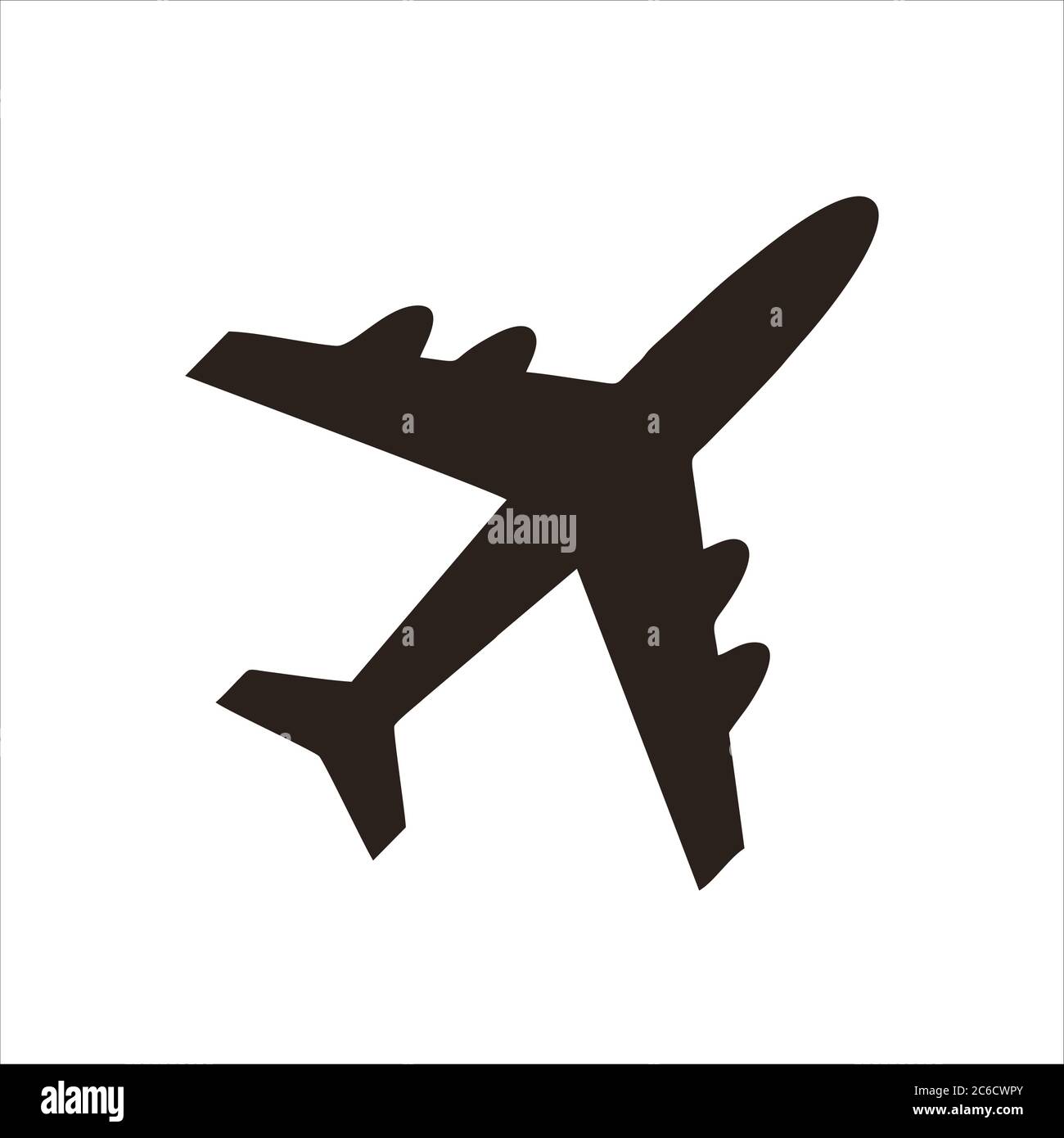 Icône de plan noir isolée sur fond blanc. Icône noire d'avion dans un ...