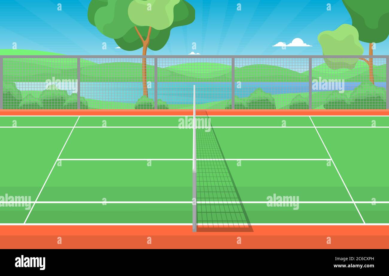 Terrain de tennis extérieur Sport jeu Loisirs dessin nature Paysage Image  Vectorielle Stock - Alamy