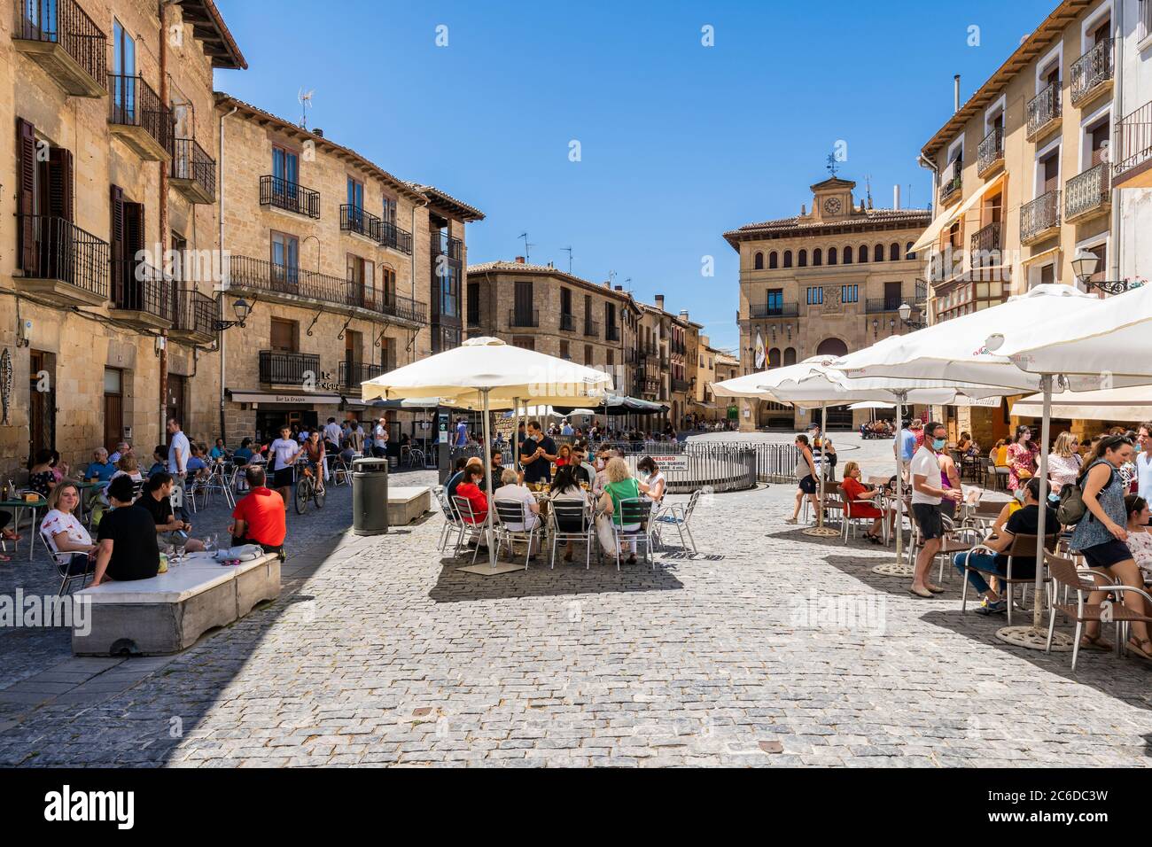 Plaza de Carlos III El Noble Square, Olite, Navarre, Espagne Banque D'Images