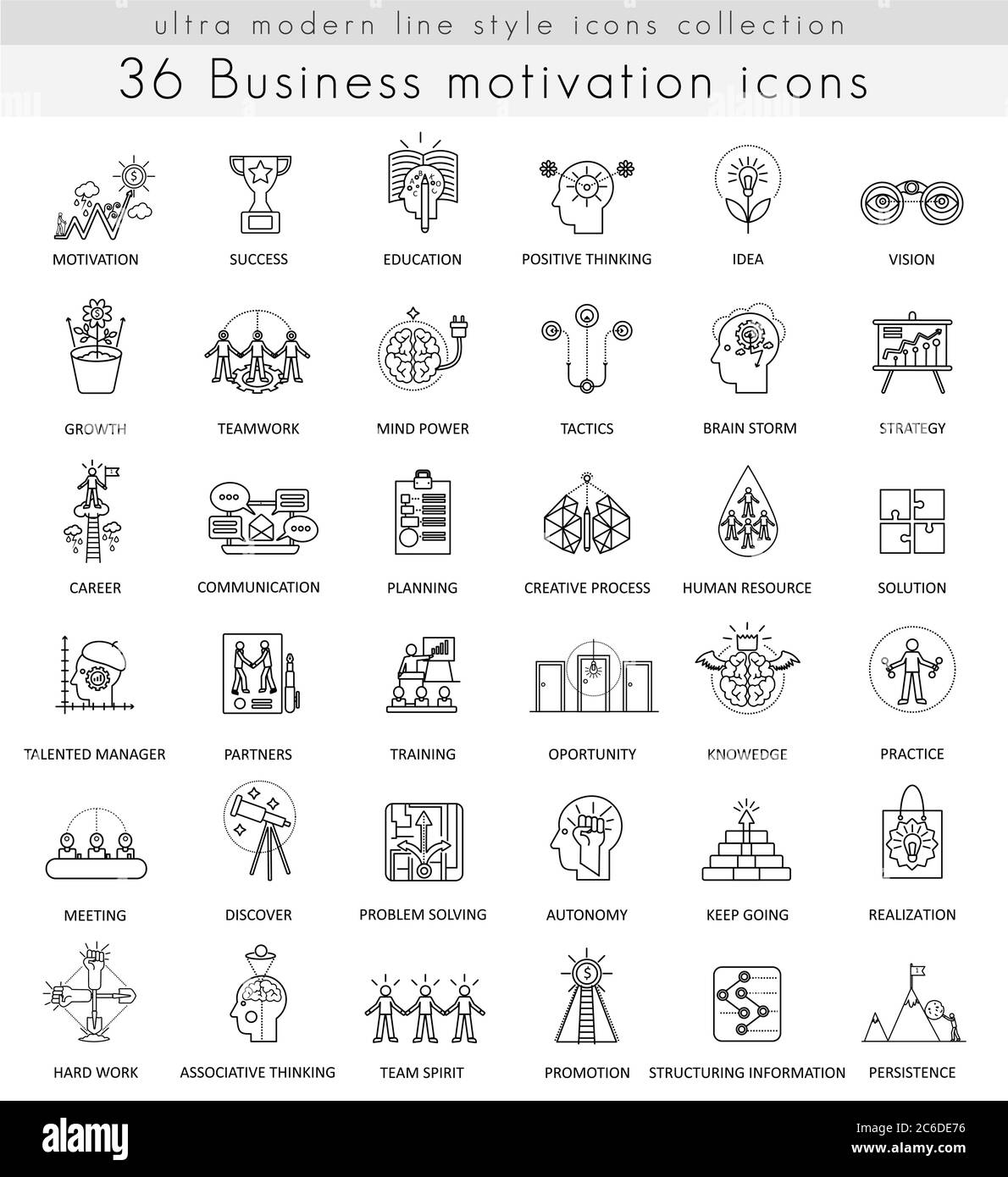 Vector motivation et discipline professionnelle icônes de ligne de contour ultra-modernes pour le Web et les applications Illustration de Vecteur