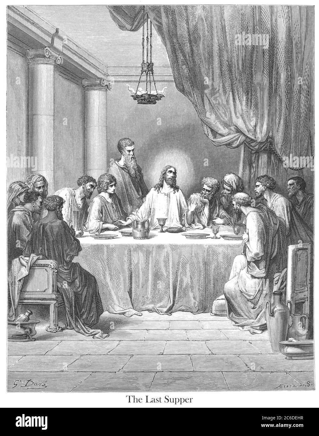 La dernière Cène [Marc 14:22-24] du livre 'Galerie de la Bible' illustré par Gustave Dore avec mémoire de Dore et lettre-presse descriptive par Talbot W. Chambers D.D. Publié par Cassell & Company Limited à Londres et simultanément par Mame à Tours, France en 1866 Banque D'Images