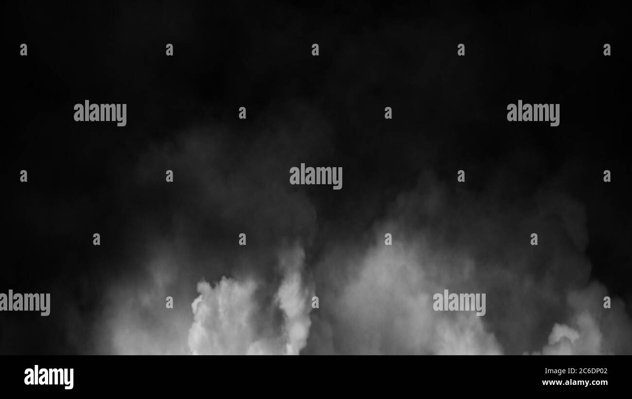 Fumée mystique paranormale sur le sol. Brouillard isolé sur fond noir. Illustration du stock. Banque D'Images