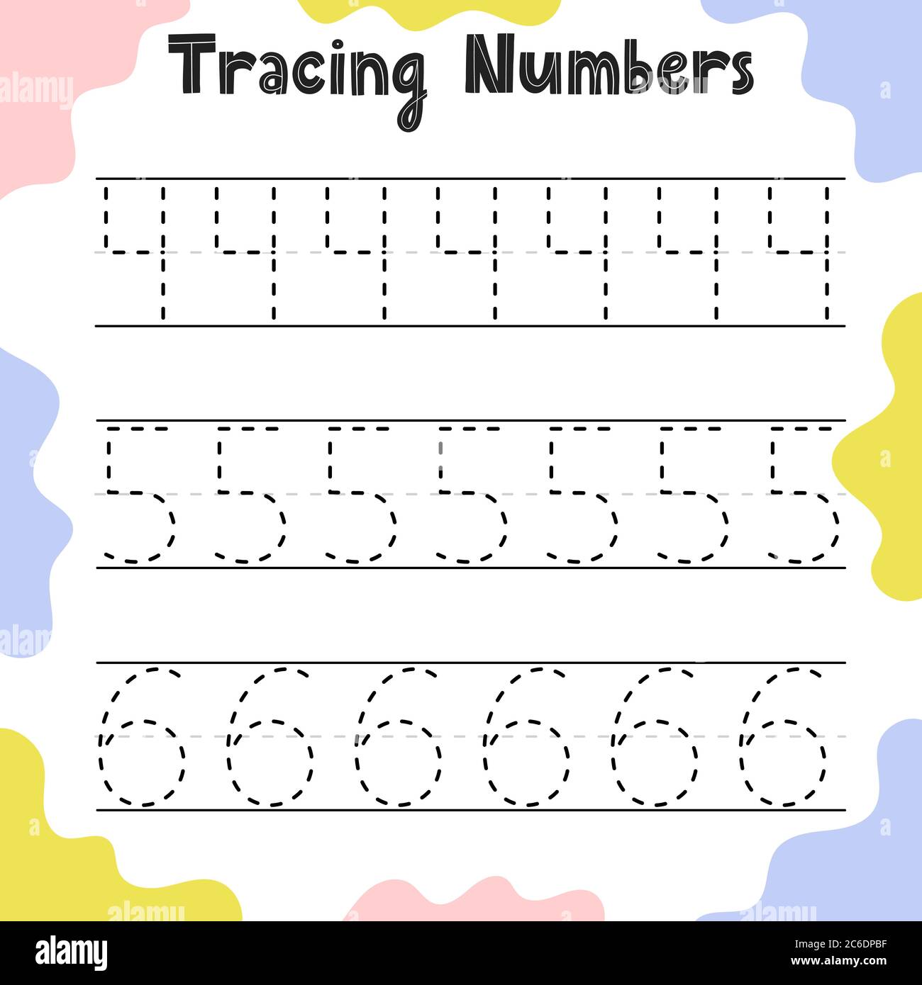Page d'activité de suivi des numéros pour les enfants. Feuille de travail de rédaction préscolaire Illustration de Vecteur