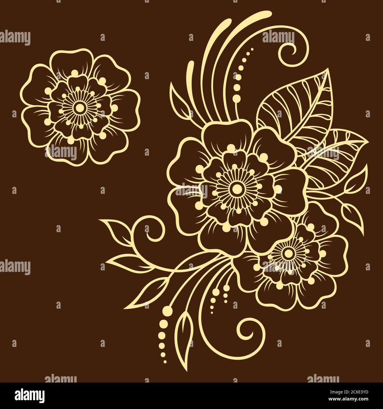 Ensemble de motif de fleurs Mehndi pour le dessin et le tatouage de Henné. Décoration ethnique orientale, de style indien. Illustration de Vecteur