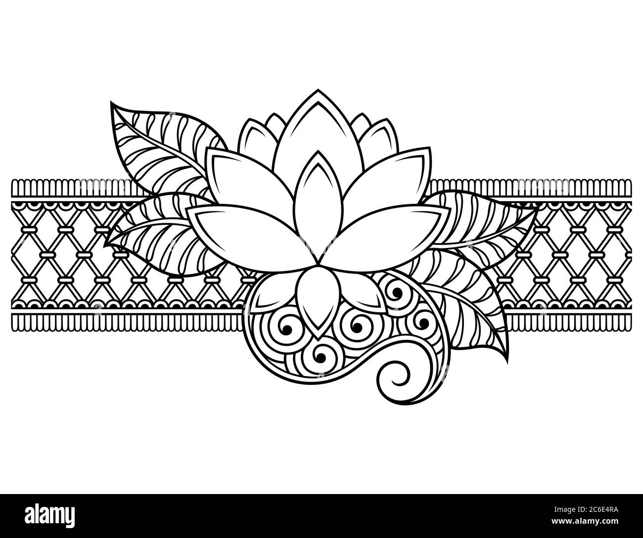 Motif de fleurs mehndi pour le dessin et le tatouage de Henna. Décoration ethnique orientale, de style indien. Illustration de Vecteur