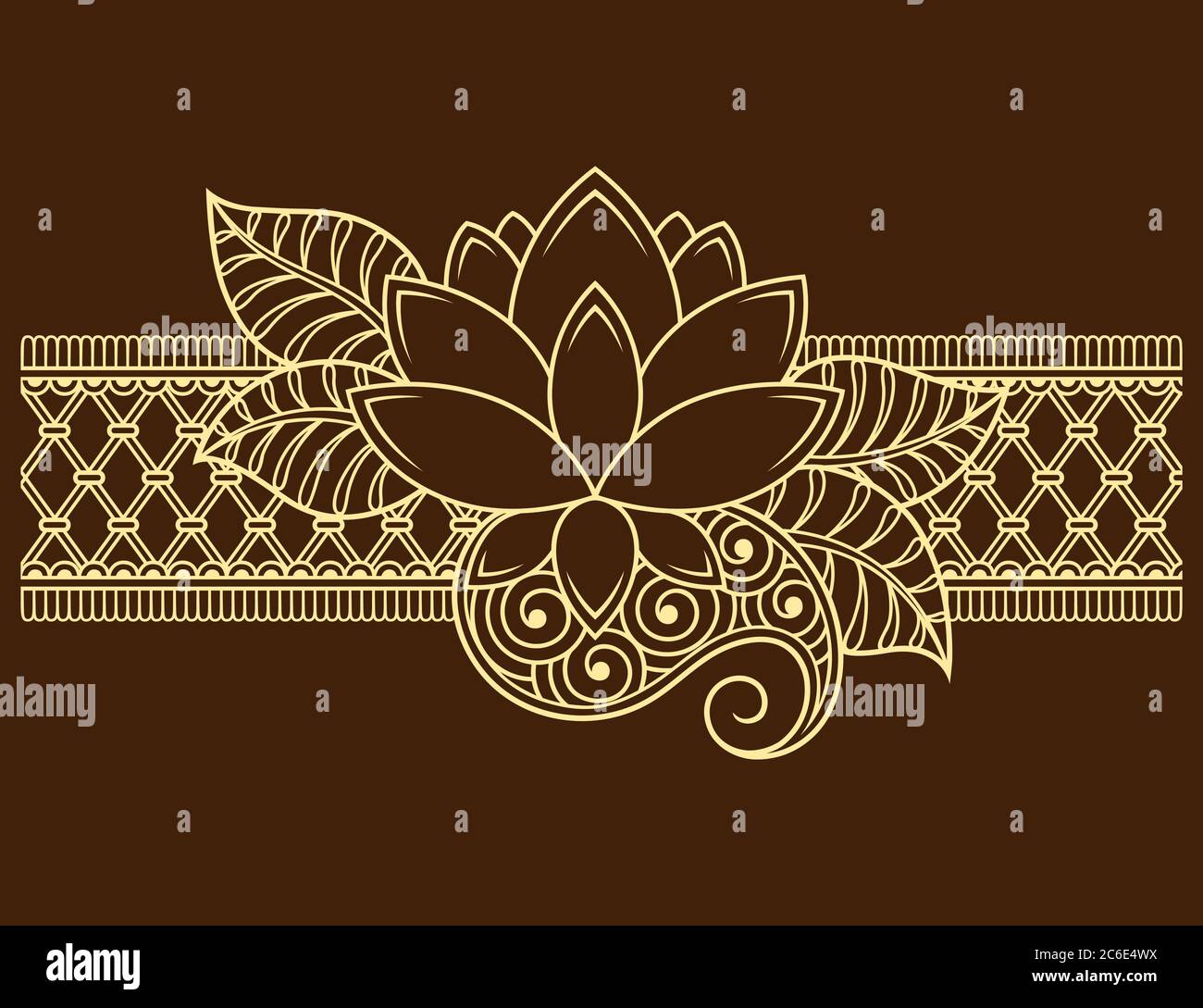Motif de fleurs mehndi pour le dessin et le tatouage de Henna. Décoration ethnique orientale, de style indien. Illustration de Vecteur