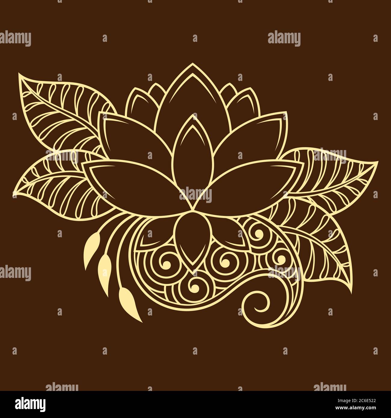 Motif de fleurs mehndi pour le dessin et le tatouage de Henna. Décoration ethnique orientale, de style indien. Illustration de Vecteur