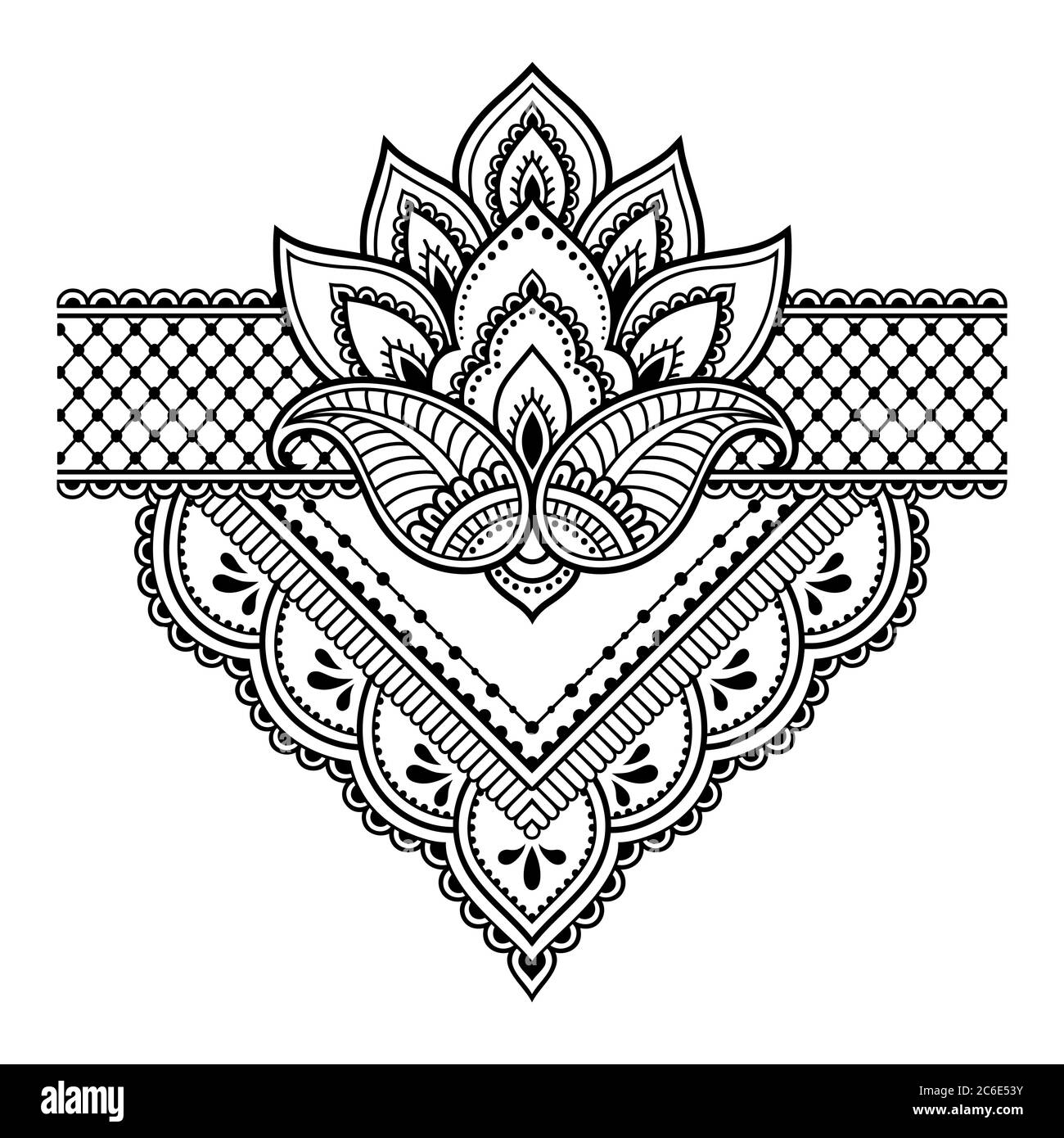 Motif de fleurs mehndi pour le dessin et le tatouage de Henna. Décoration ethnique orientale, de style indien. Illustration de Vecteur