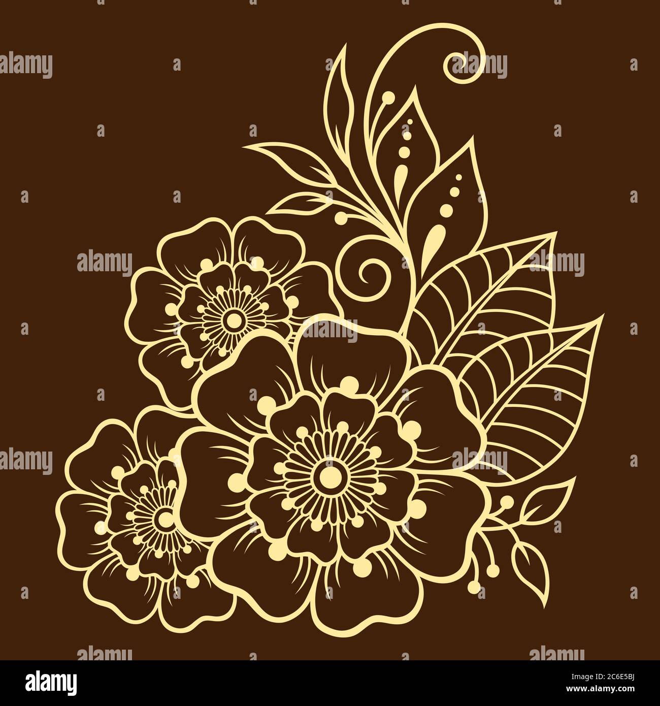 Motif de fleurs mehndi pour le dessin et le tatouage de Henna. Décoration ethnique orientale, de style indien. Illustration de Vecteur