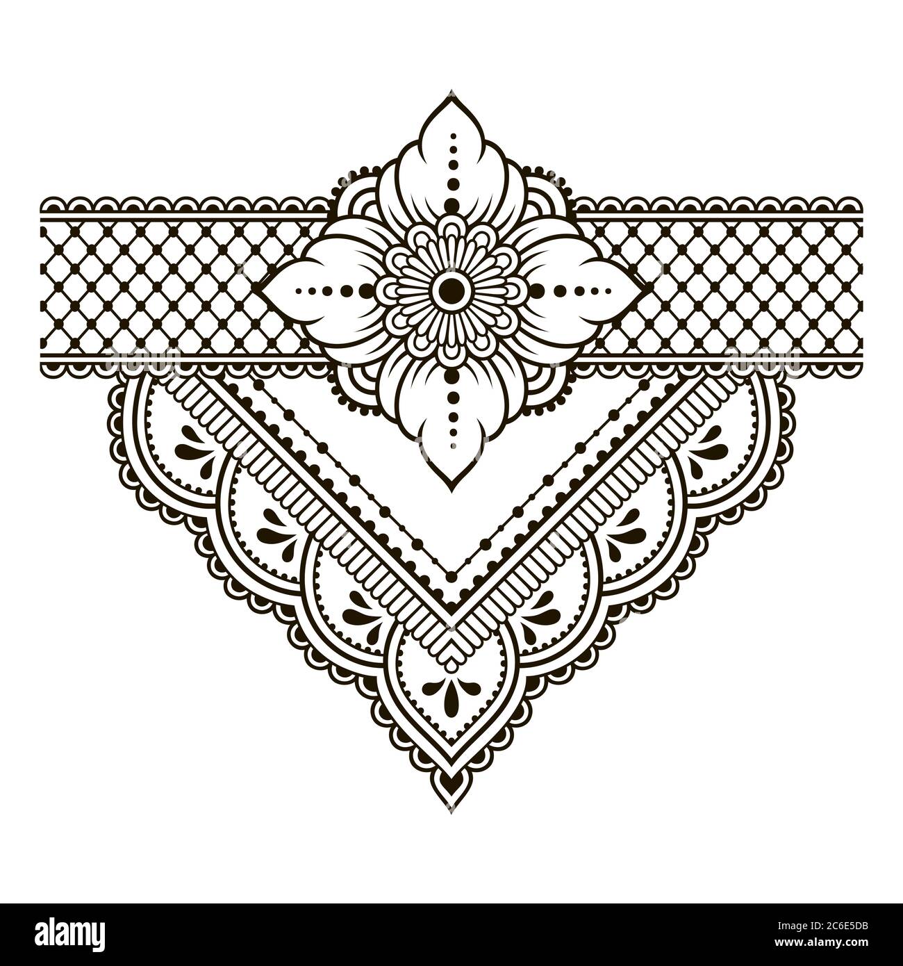 Motif de fleurs mehndi pour le dessin et le tatouage de Henna. Décoration ethnique orientale, de style indien. Illustration de Vecteur