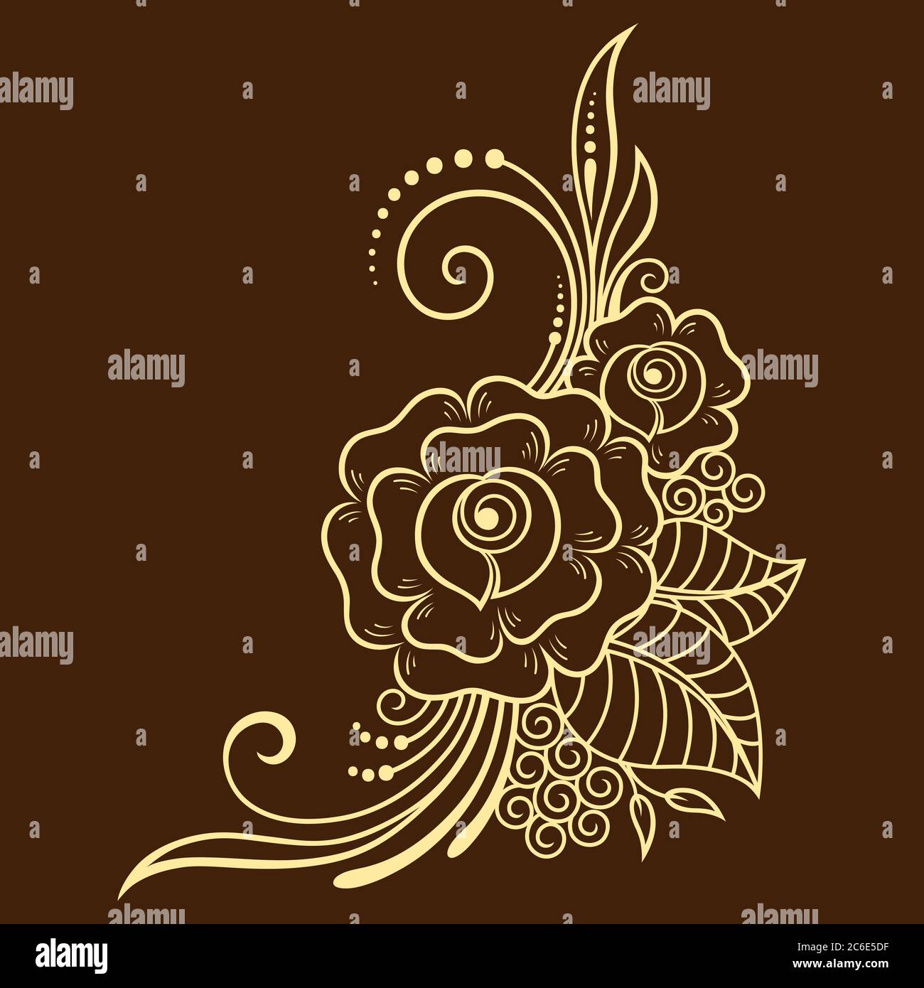 Motif de fleurs mehndi rosa pour le dessin et le tatouage de Henna. Décoration ethnique orientale, de style indien. Illustration de Vecteur
