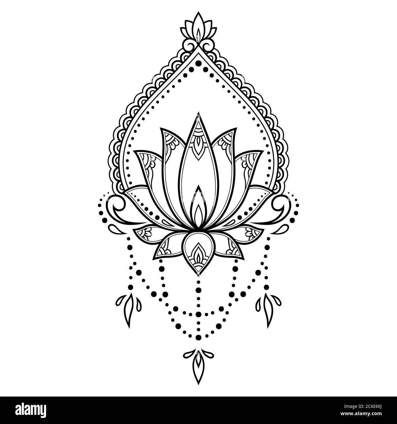 Motif De Fleurs De Lotus Mehndi Pour Le Dessin Et Le Tatouage De Henna Decoration Mandala Dans Le Style Ethnique Oriental Indien Image Vectorielle Stock Alamy