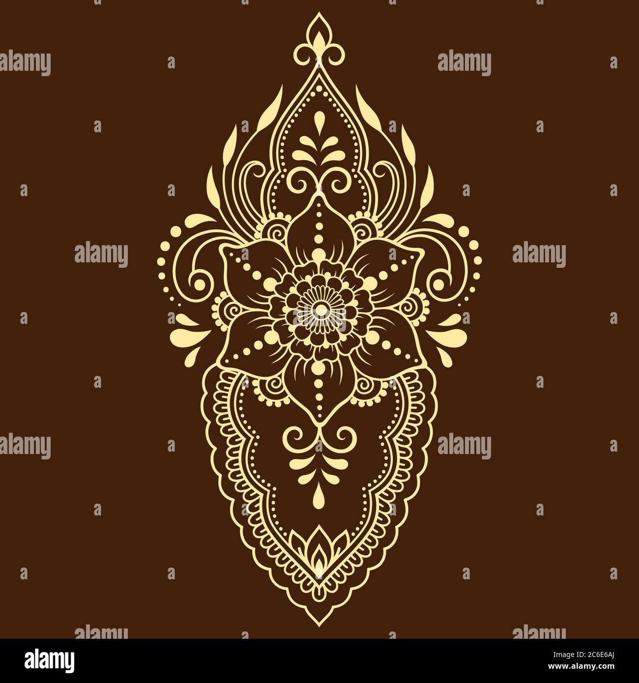 Motif de fleurs mehndi pour le dessin et le tatouage de Henna. Décoration ethnique orientale, de style indien. Illustration de Vecteur