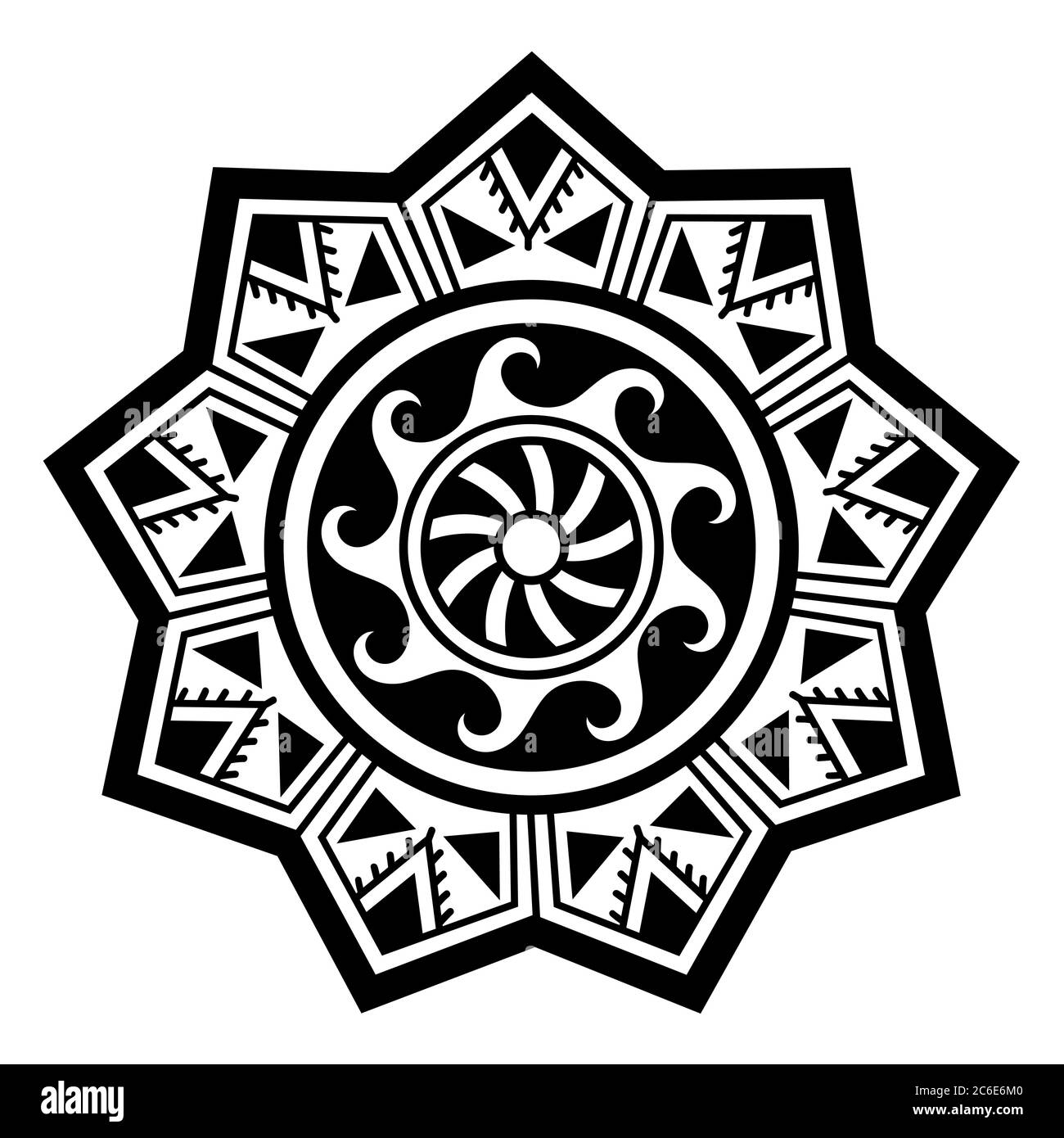 Répétition circulaire sous forme de mandala. Décorations traditionnelles des Maoris pour tatouage - style Moko. Bordure tribale décorative vintage à partir d'éléments de Illustration de Vecteur
