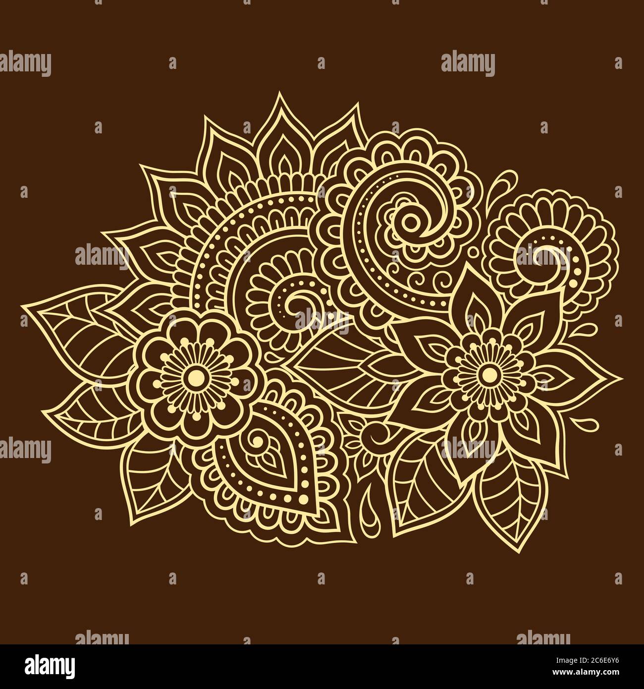 Motif de fleurs mehndi pour le dessin et le tatouage de Henna. Décoration ethnique orientale, de style indien. Illustration de Vecteur