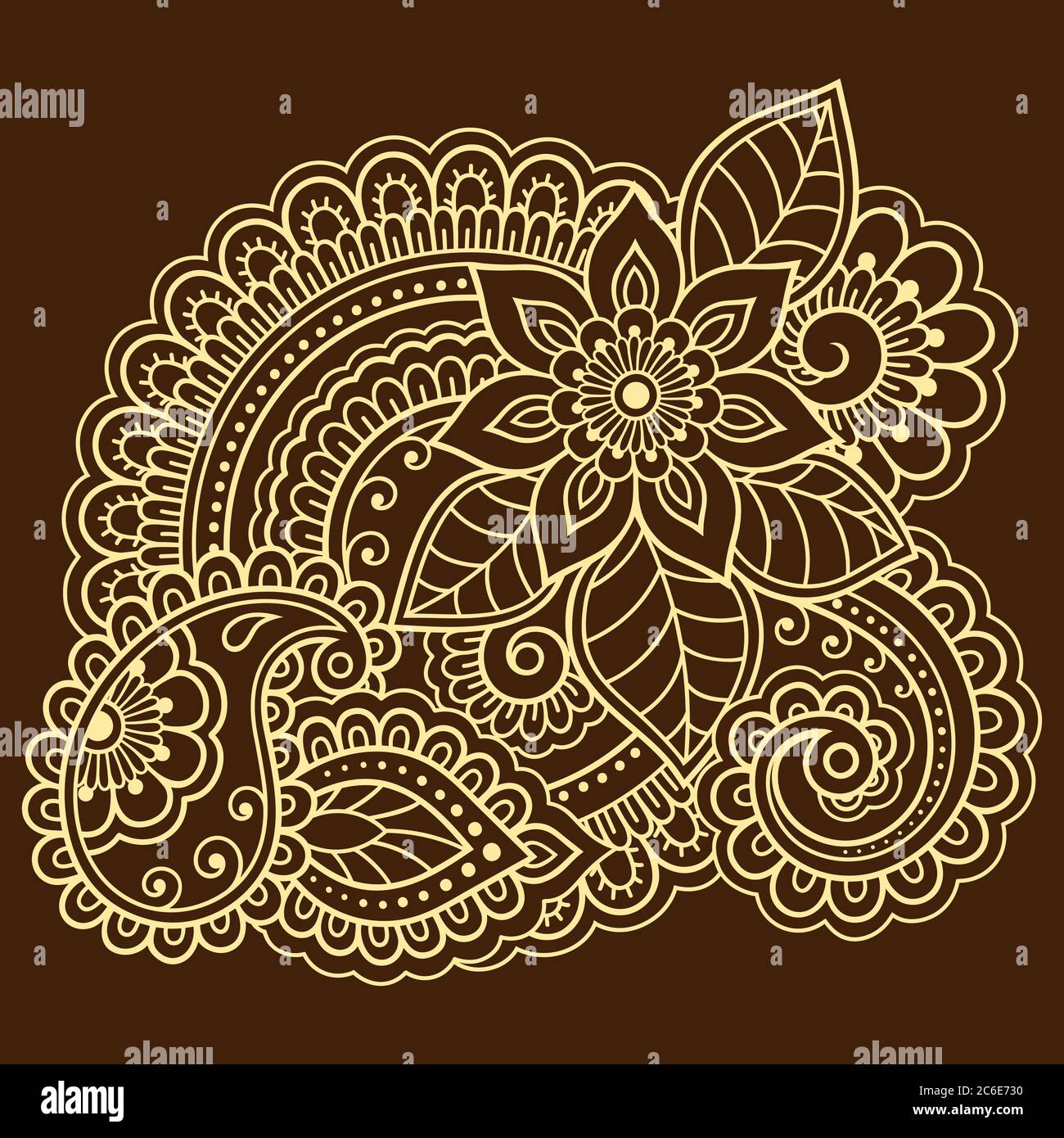 Motif de fleurs mehndi pour le dessin et le tatouage de Henna. Décoration ethnique orientale, de style indien. Illustration de Vecteur