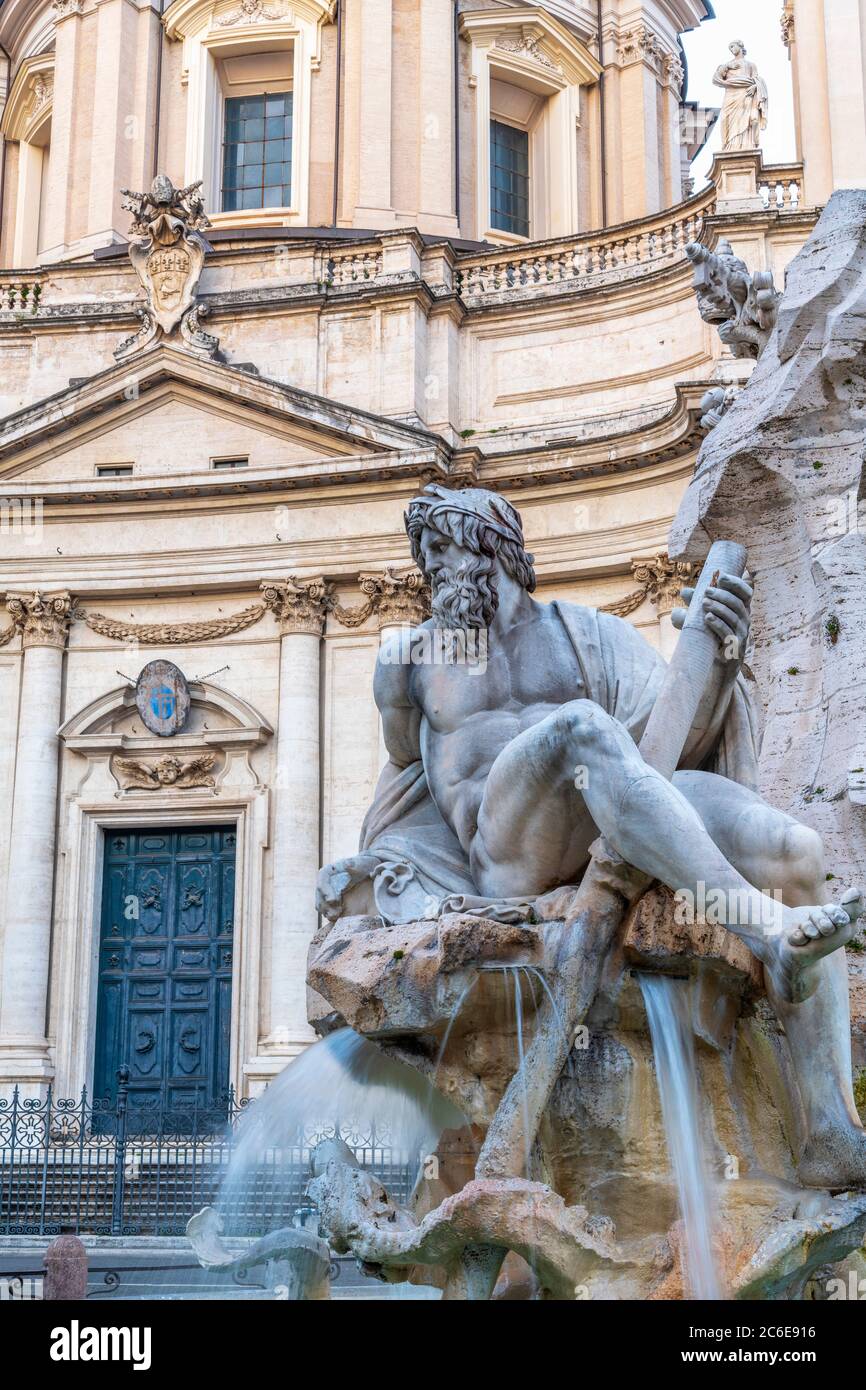 Italie, Latium, Rome, Ponte, Piazza Navona, Fontana dei Quattro Fiumi, Fontaine des quatre fleuves, Gange de Dieu de fleuve Banque D'Images