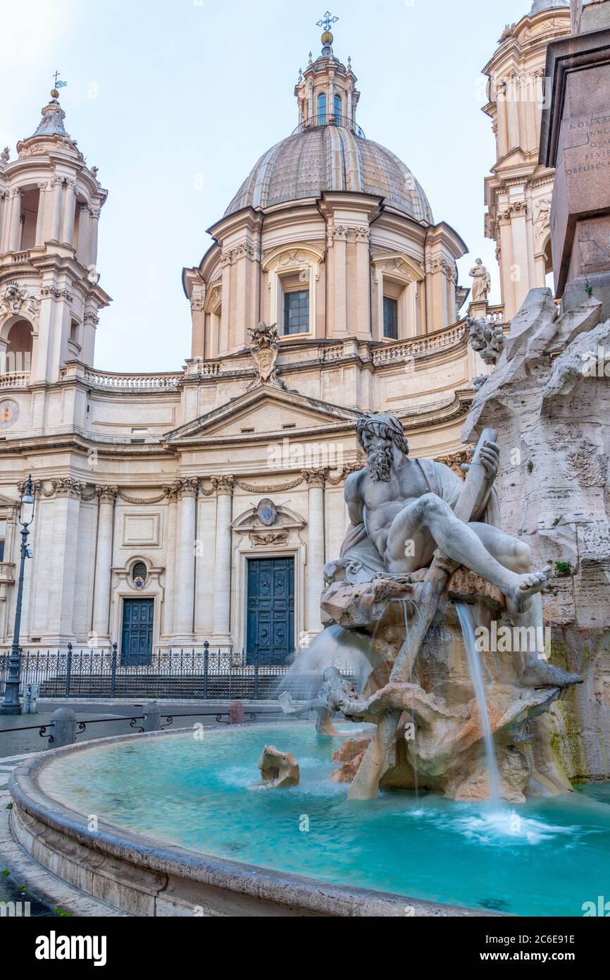 Italie, Latium, Rome, Ponte, Piazza Navona, Fontana dei Quattro Fiumi, Fontaine des quatre fleuves, Gange de Dieu de fleuve Banque D'Images