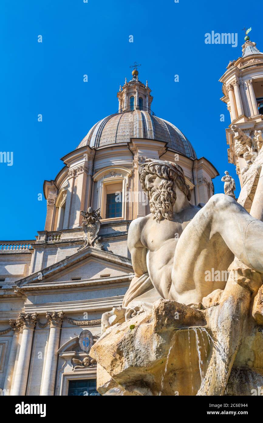 Italie, Latium, Rome, Ponte, Piazza Navona, Fontana dei Quattro Fiumi, Fontaine des quatre fleuves, Gange de Dieu de fleuve Banque D'Images