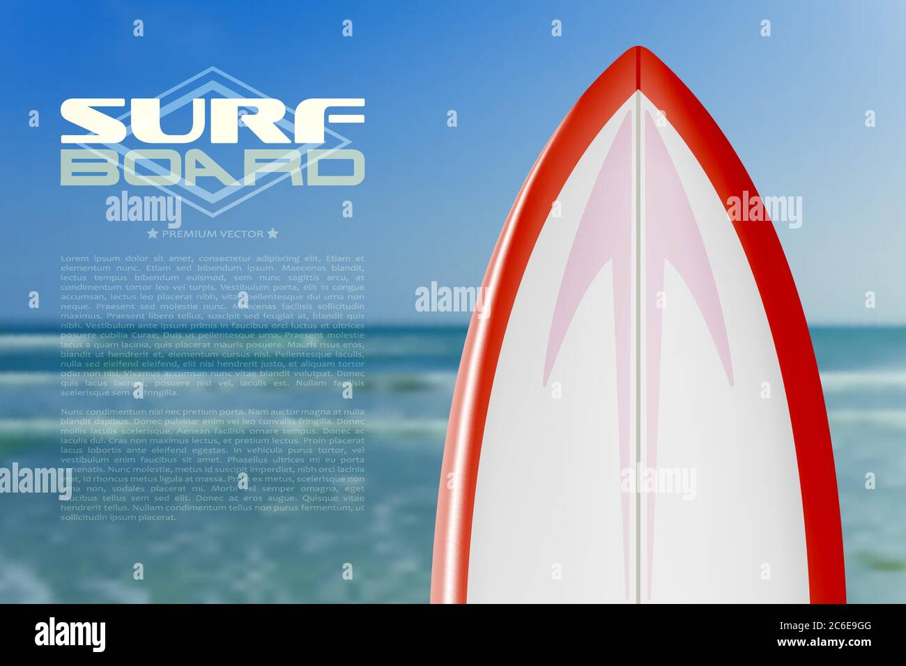 Surf board sur le modèle de vecteur de plage Illustration de Vecteur