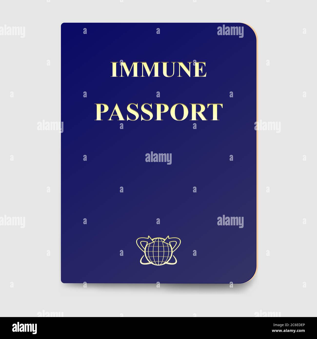 Concept de passeport d'immunité. L'identité de voyage de la personne est immunisée contre le virus de la maladie du COV-SRAS-2. Certificat sans risque pour COVID 19. Échantillon réaliste Illustration de Vecteur