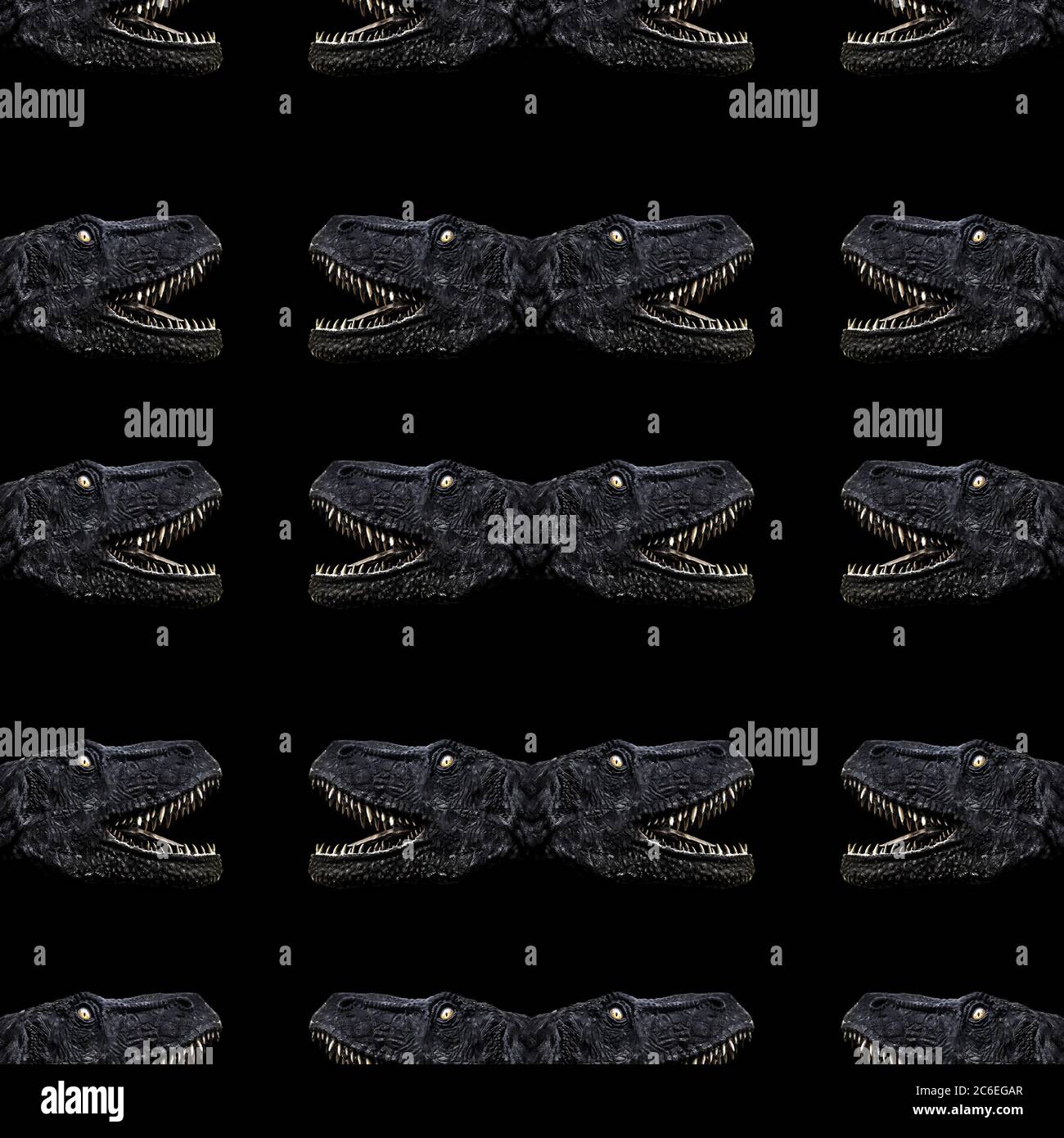 Motif tête de dinosaure TREX, motif conversation sans couture dans des couleurs sombres Banque D'Images