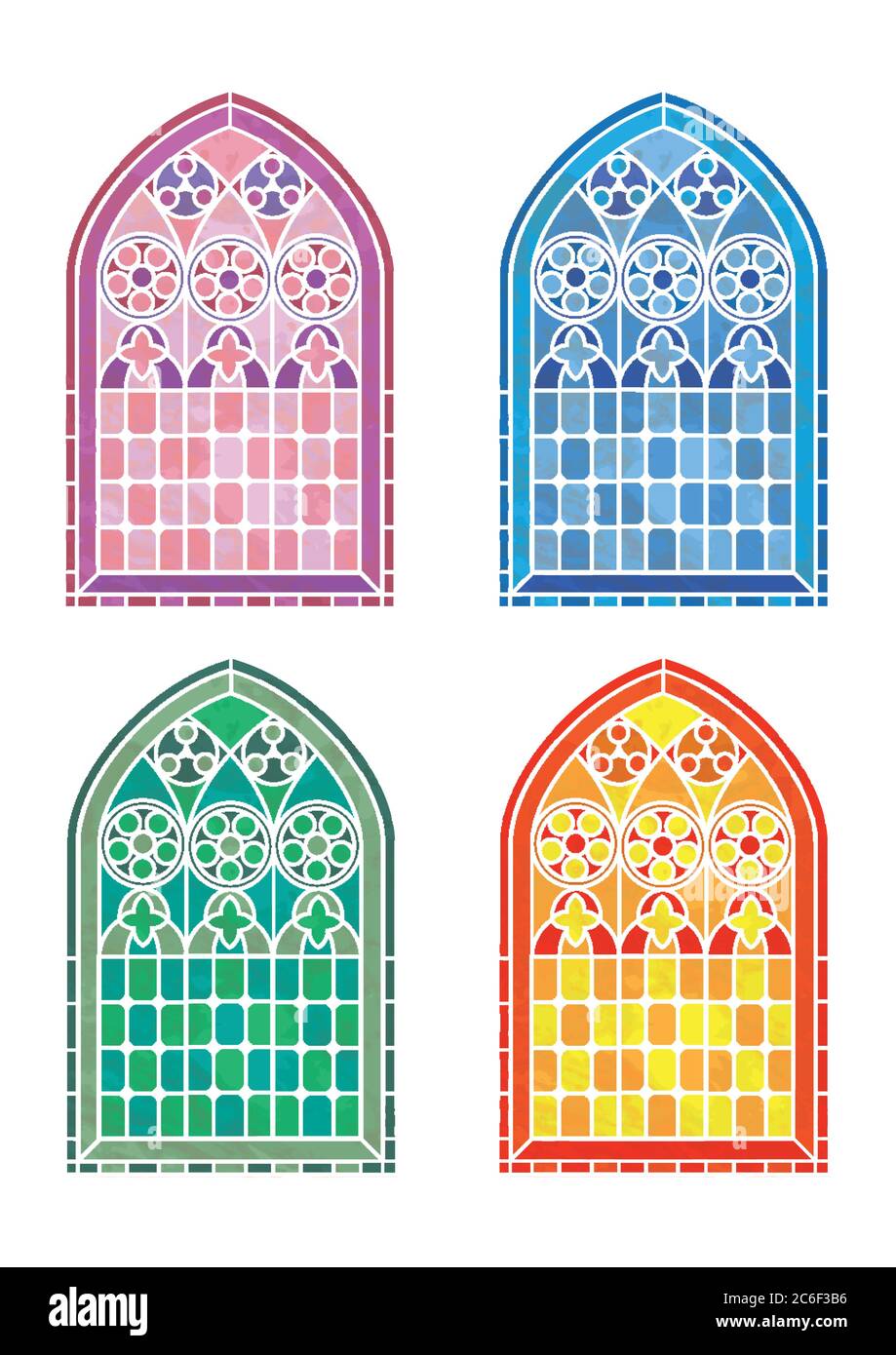 Pochoirs de fenêtre en verre teinté en quatre couleurs. Format vectoriel EPS10 Illustration de Vecteur