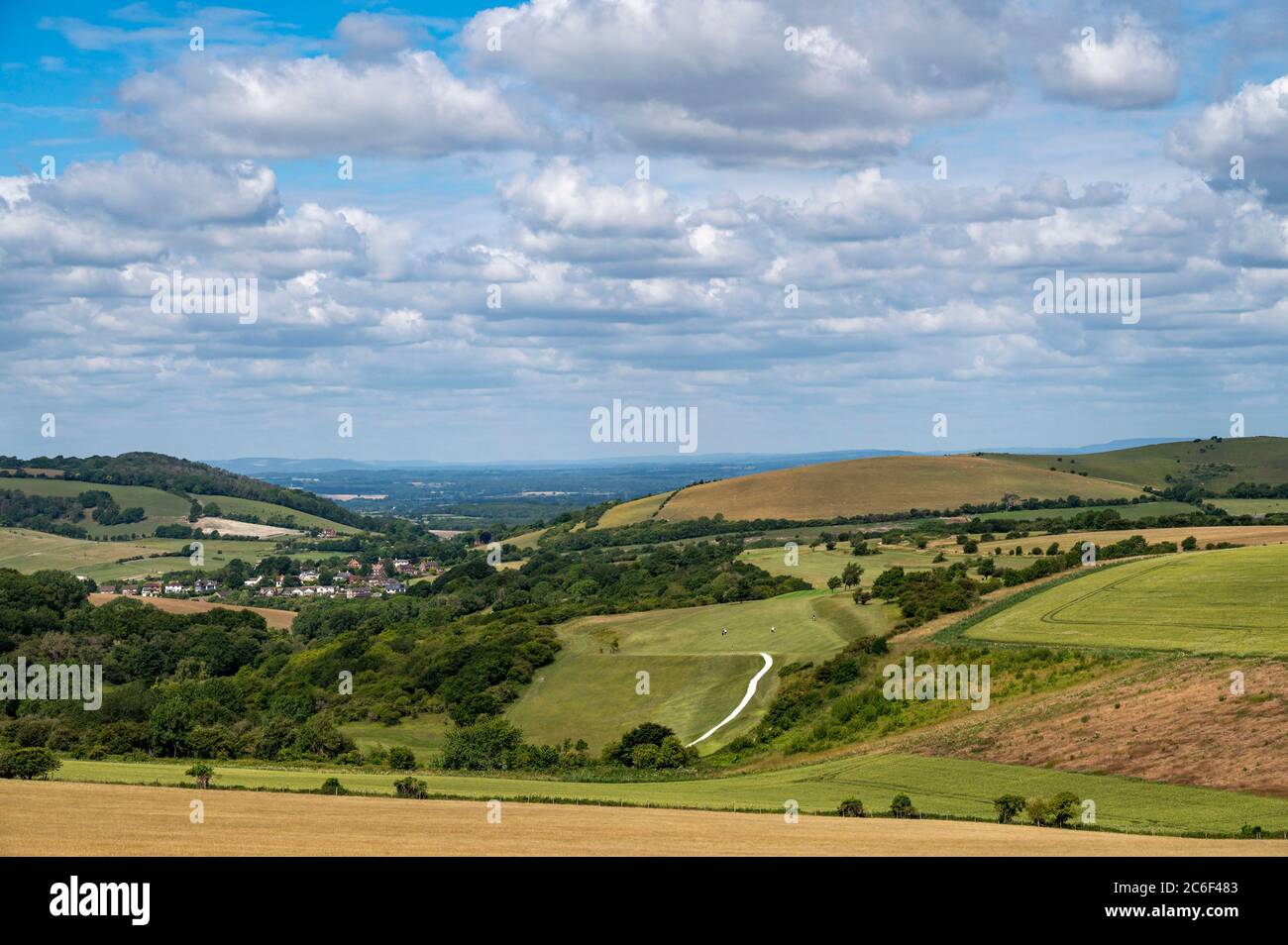 Vue sur South Downs Way depuis Clayton en direction de Devils Dyke au nord de Brighton, dans East Sussex, Royaume-Uni Banque D'Images