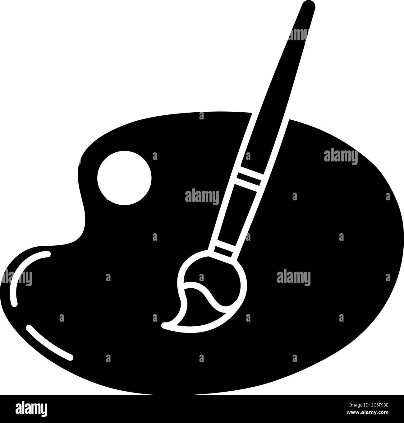 Icône de glyphe noir de la palette d'artistes. Fournitures scolaires. Matériel pour les loisirs créatifs. Peinture à l'huile. Outils de dessin. Catégorie art et artisanat. Symbole de silhouette activé Illustration de Vecteur