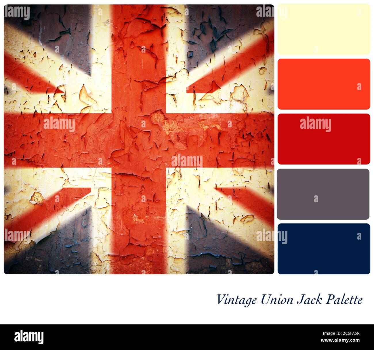 Palette de couleurs d'arrière-plan vintage Union Jack avec nuances gratuites. Banque D'Images