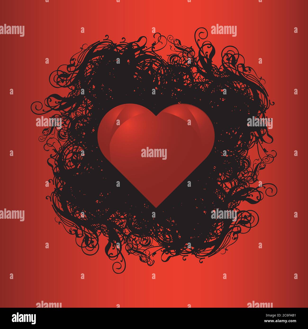Symbole d'icône d'amour avec ornements abstraits. Icône d'amour isolée sur fond rouge. Illustration vectorielle EPS.8 EPS.10 Illustration de Vecteur