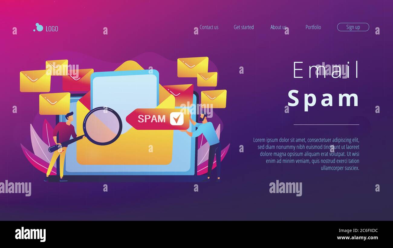 Page de renvoi du concept de spam. Illustration de Vecteur