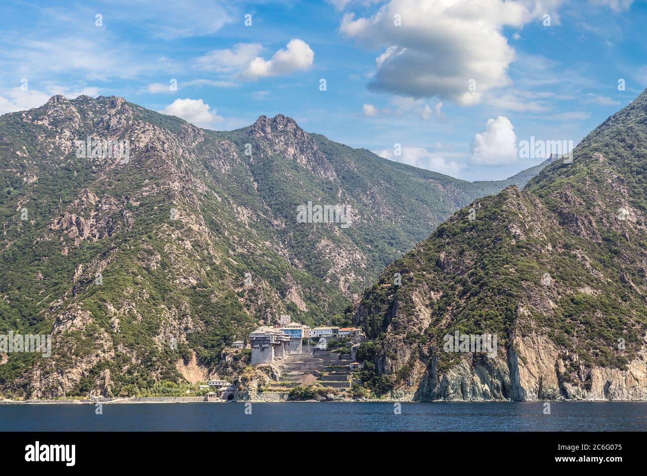 Monastère de Dionisiou sur le Mont Athos en Grèce en été Banque D'Images