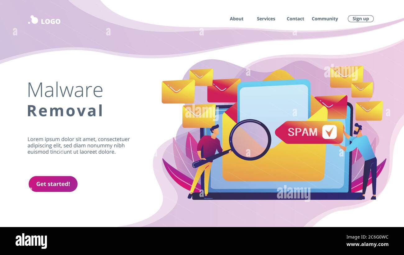 Page de renvoi du concept de spam. Illustration de Vecteur