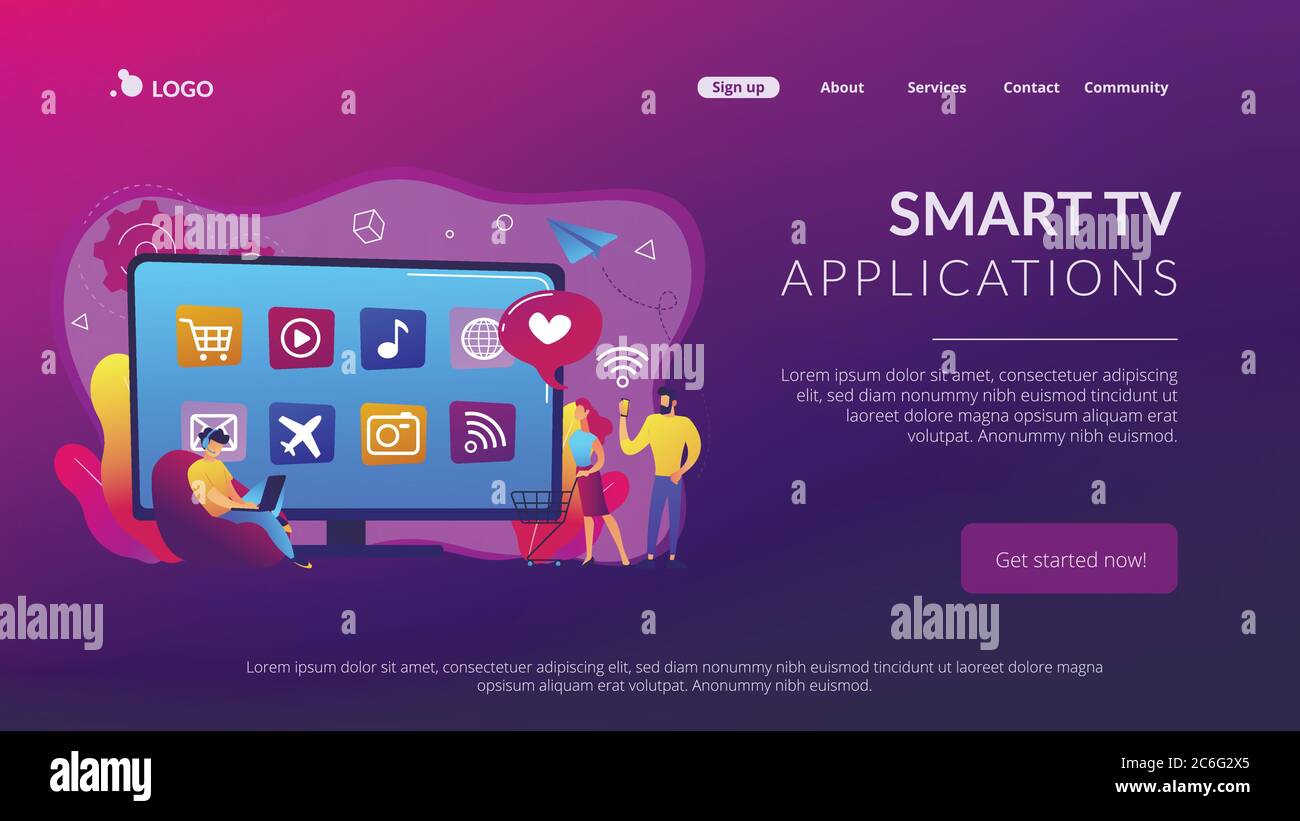Page d'accueil du concept d'applications Smart TV. Illustration de Vecteur