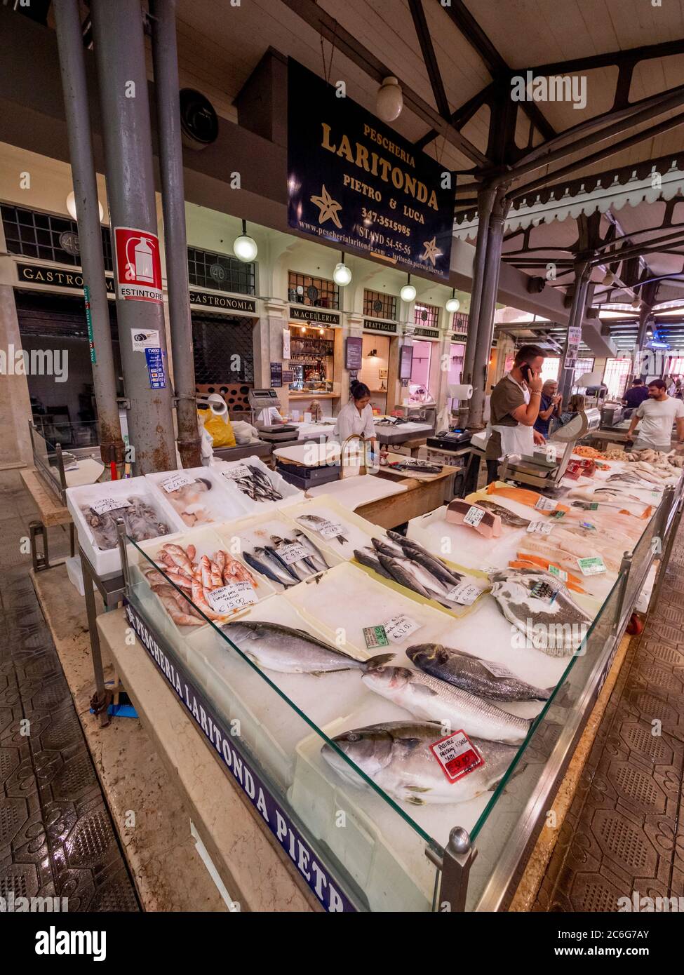 Cale à poissons à Mercato Albinelli, Modène, Italie. Banque D'Images
