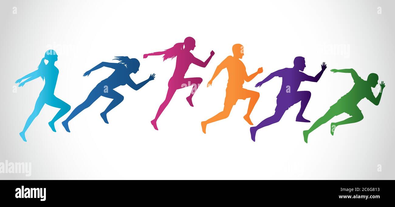 silhouettes de l'athlétisme personnes course dessin vectoriel illustration Illustration de Vecteur