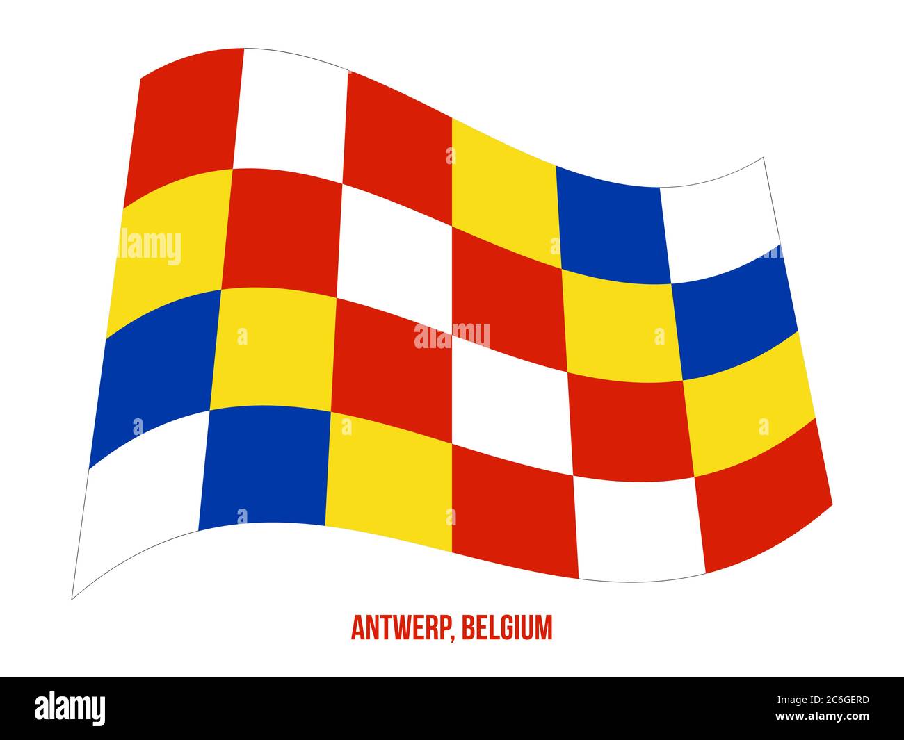 Illustration Vecteur de brandir le drapeau d'Anvers sur fond blanc. Drapeaux des provinces de Belgique. Illustration de Vecteur