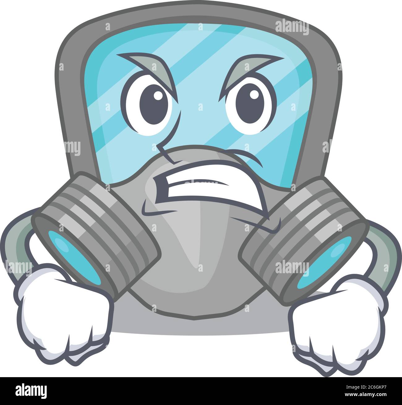 Une image de dessin animé d'un masque respiratoire montrant un visage en colère Illustration de Vecteur