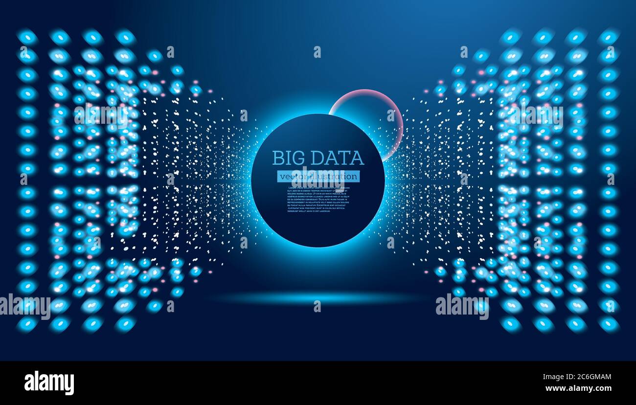 Big Data Science futuriste avec arrière-plan de l'espace de copie. Vector Illustration. Dans les cercles de couleur différente. Illustration de Vecteur