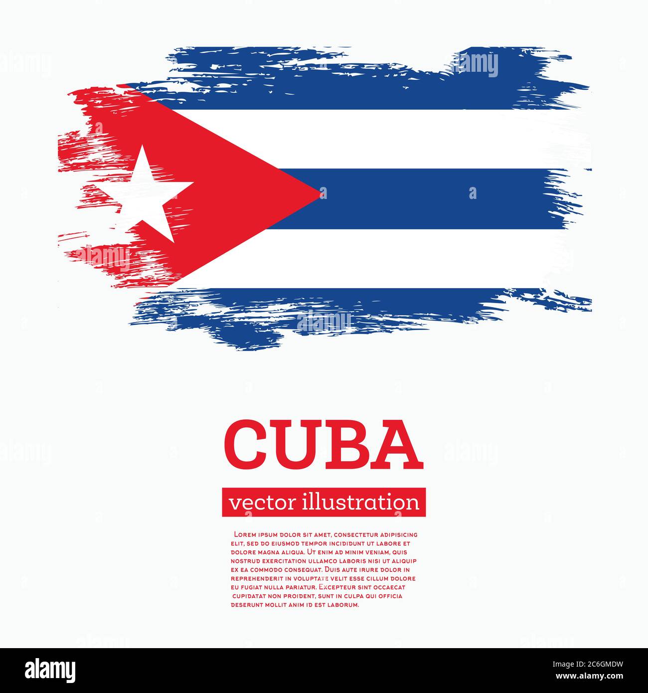 Drapeau cubain avec coups de pinceau Grunge. Drapeau de Cuba. Illustration vectorielle. Illustration de Vecteur