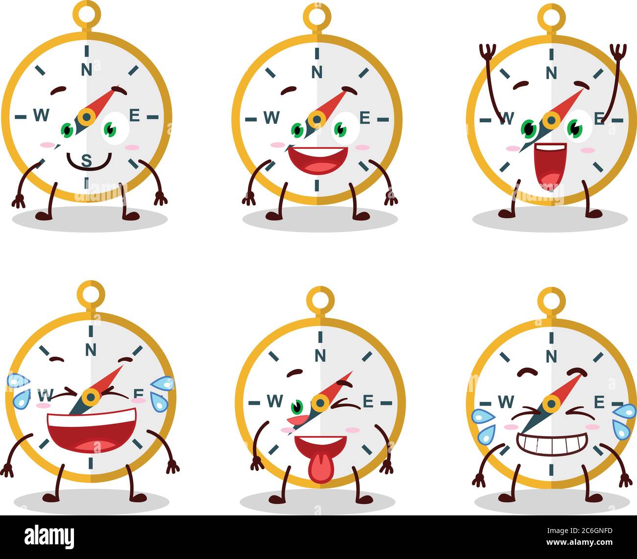 Personnage de dessin animé de la boussole avec l'expression du sourire  Image Vectorielle Stock - Alamy
