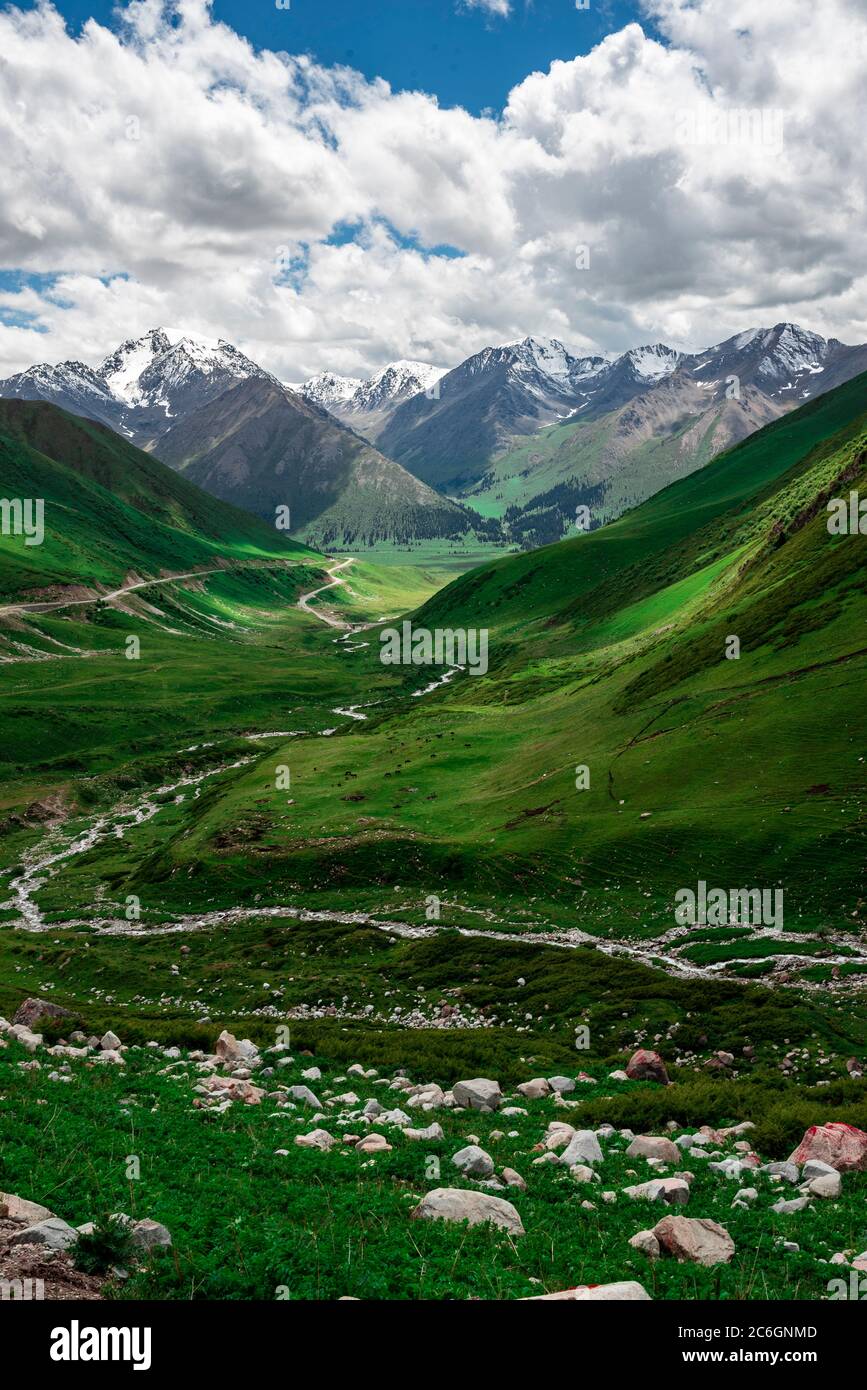 Un paysage merveilleux le long de la route Duku, qui est reconnue comme la plus belle autoroute, nord-ouest de la Chine Xinjiang Uyghur région autonome, 13 Ju Banque D'Images