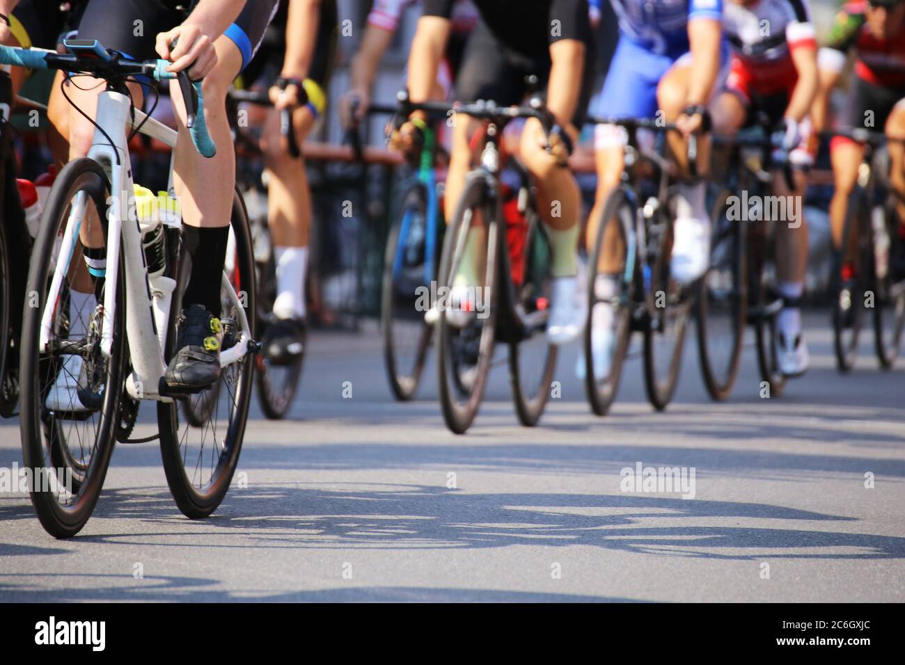 Vue détaillée d'une course à vélo Banque D'Images