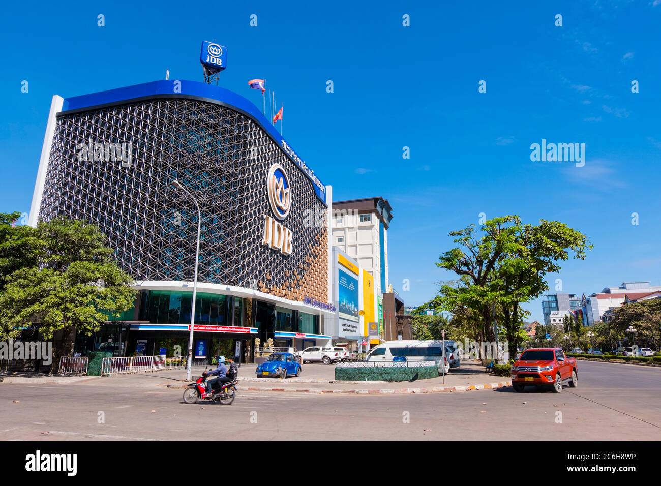 Avenue Lane Xang, centre de Vientiane, Laos Banque D'Images