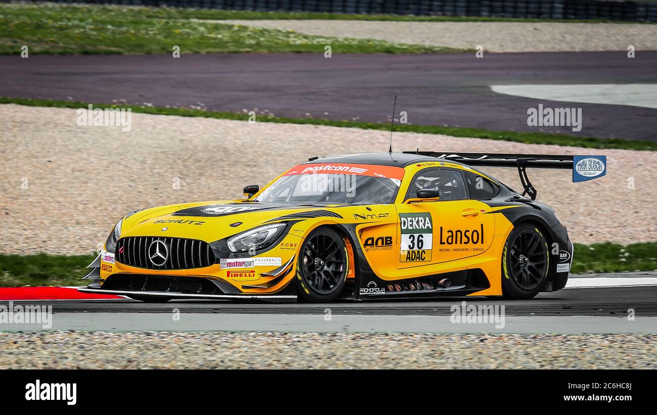 Oschersleben, Allemagne, 26 avril 2019: Aidan Lire conduire la Mercedes AMG GT3 de Schutz Motorsport pendant une course de VOITURE DE MAÎTRE GT Banque D'Images