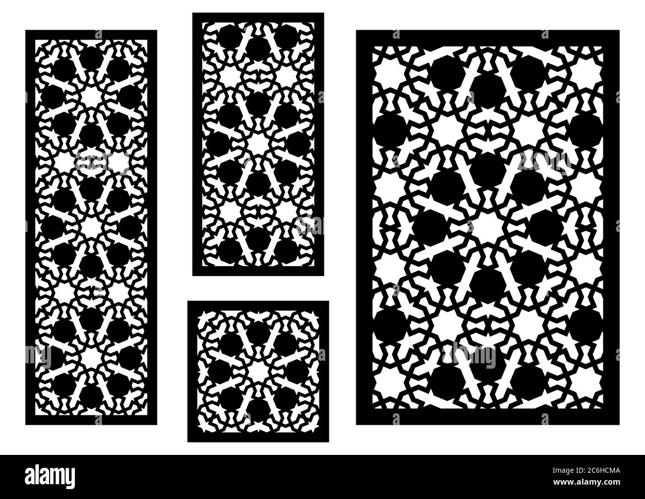 Mur décoratif arabe islamique, écran, motif panneau avec étoiles. Kit de modèle vectoriel. Jeu de panneaux vectoriels décoratifs pour la découpe au laser. Modèle pour Illustration de Vecteur Mur décoratif arabe islamique, écran, motif panneau avec étoiles. Kit de modèle vectoriel. Jeu de panneaux vectoriels décoratifs pour la découpe au laser. Modèle pour Illustration de Vecteur