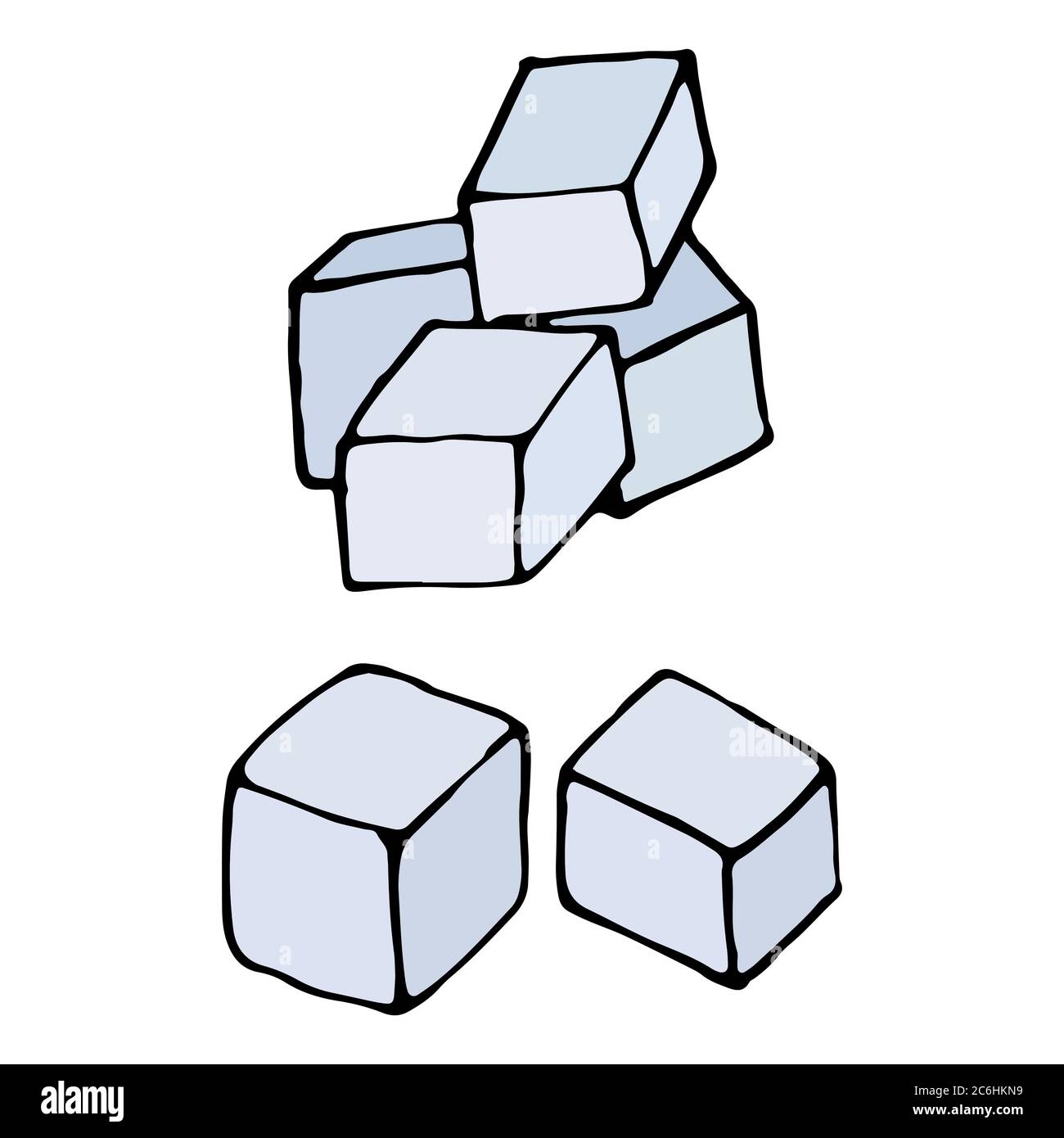 Cube de glace à glaçons dessinés à la main. Esquisse de contour. Illustration de couleur vectorielle isolée sur fond blanc. Décoration pour cartes, bannières, affiches, imprimés, emb Illustration de Vecteur