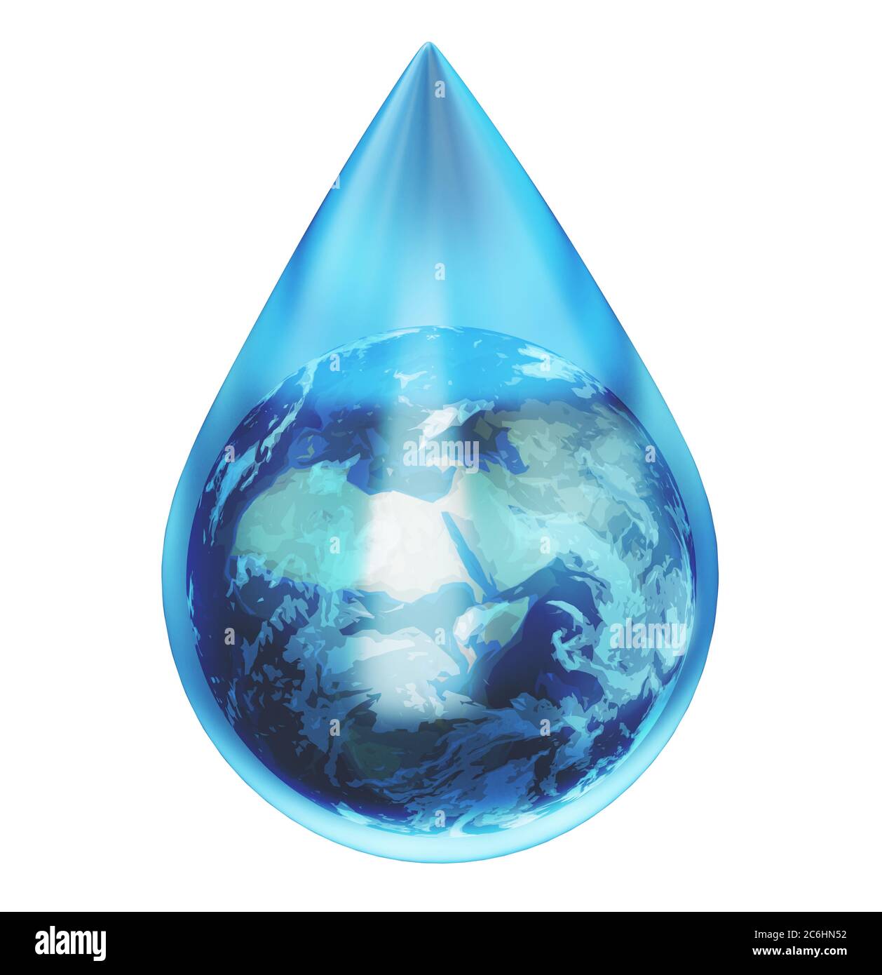 Carte Du Monde Dans Une Goutte D Eau Isolee Sur Blanc Symbole Ecologique Illustration 3d Photo Stock Alamy