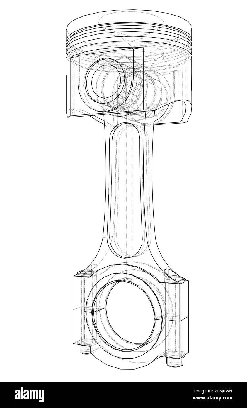 Esquisse du piston. Illustration 3D Photo Stock - Alamy